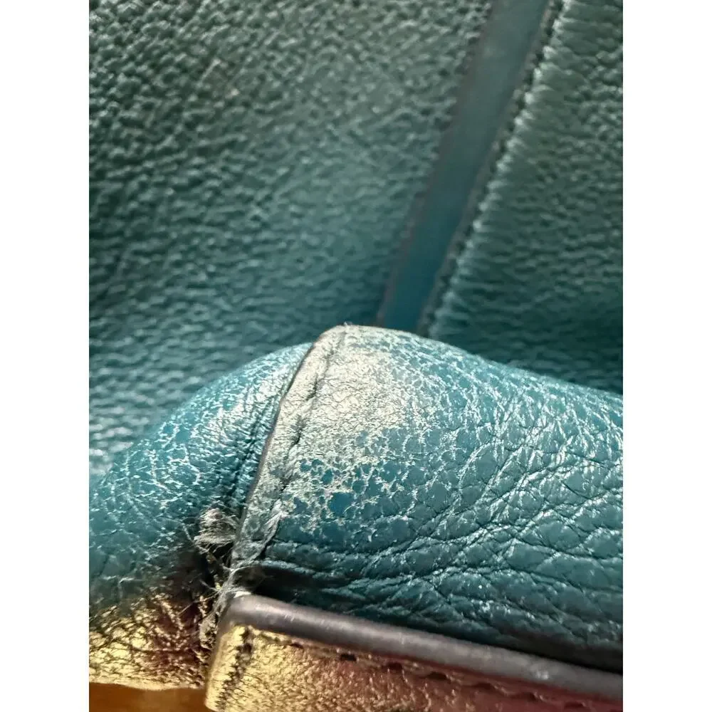 Michael Kors Whitney Large LeatherTeal Zippered Tote GUC